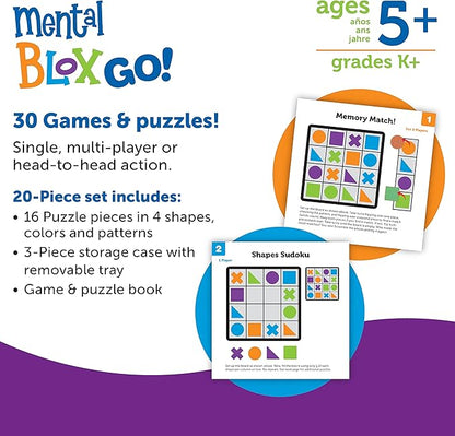 Learning Resources Mental Blox Go! 30 Games and Puzzles, Ages 5+ Educational Travel Games for Kids, Brain Teaser Games and Puzzles, STEM Games, 3-D Puzzles, Critical Thinking for Kids