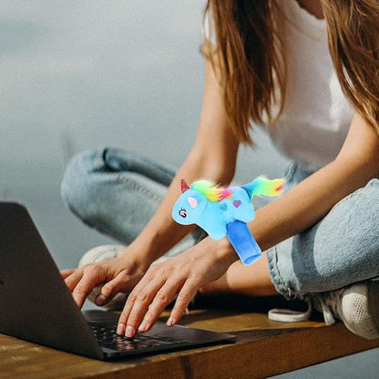 Abaodam Animal Slap Bracelet Unicorn Slap Bracelet Plush Stuffed Animal Hugger Snap Wrist Band for Kids Birthday Party Favors