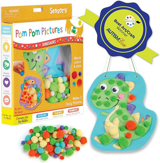 Creativity for Kids Pom Pom Pictures: Dinosaurs - Toddler Learning Toys, Sensory Play for Ages 3+
