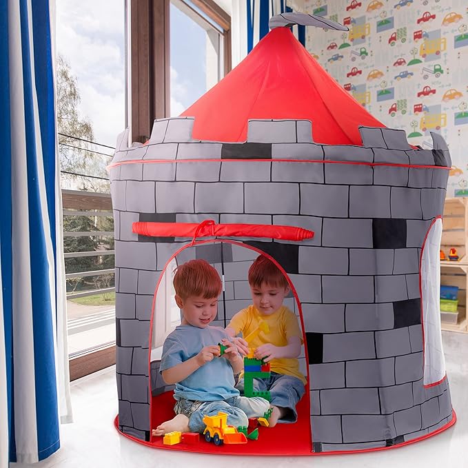 Play22 Kids Play Tent Knight Castle - Portable Pop Up Tent - Foldable into Carrying Bag - Childrens Play for Indoor & Outdoor Use - Playhouse for Boys & Girls