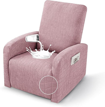 MAXIJIN Waterproof Small Recliner Chair Covers 3 Pieces Recliner Cover That Stay in Place, Lazy Boy Recliner Slipcovers with Pockets Reclining Protector for Pet (Small Recliner, Dusty Pink)