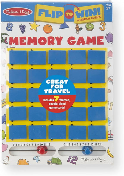 Melissa & Doug Flip to Win Travel Memory Game - Wooden Game Board, 7 Double-Sided Cards