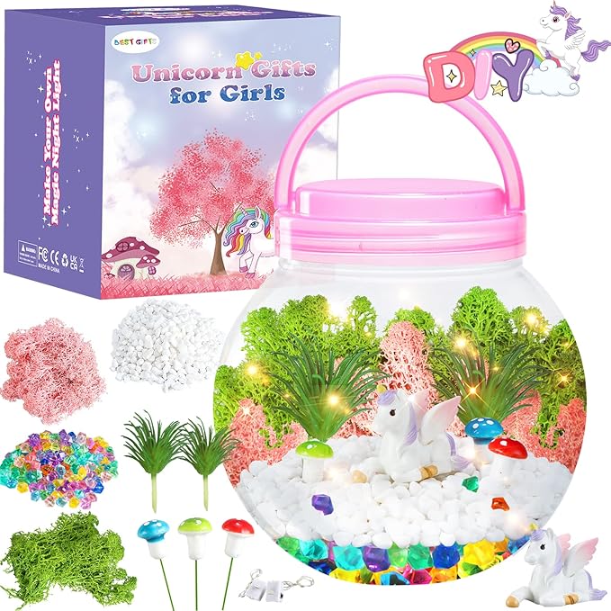 HONGID Unicorn Terrarium Crafts Kit for Girls - Unicorn Craft Kit for Kids,Unicorn Toys for Girls,Kids Christmas Girls Gifts for Teen Girls Age 3+