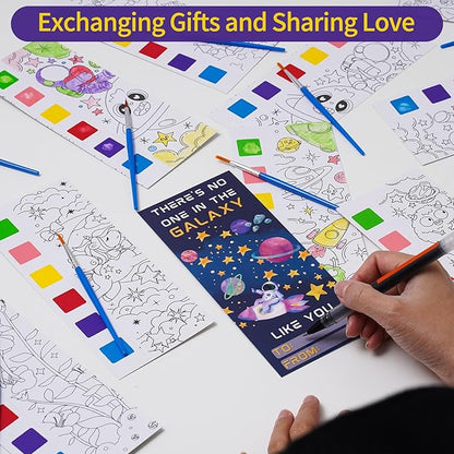 Valentines Day Gifts for Kids 36 PCS Valentines Cards Classroom with Painting Craft Kit Paint with Water Colors Book for Toddlers Boys Girls Valentine Exchange Gift Shool Prizes Classroom Party Favors