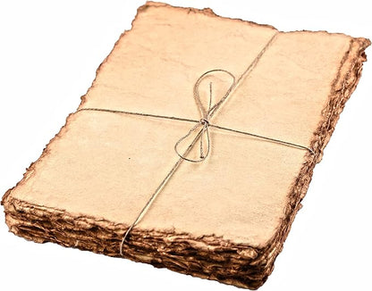 LEATHER VILLAGE Watercolor Paper - 12 X 16 inches, 50 Sheets - Mixed Media Watercolor Paper - 150 GSM Thick Deckle Edge Virgin Cotton Handmade Paper - Vintage Toned