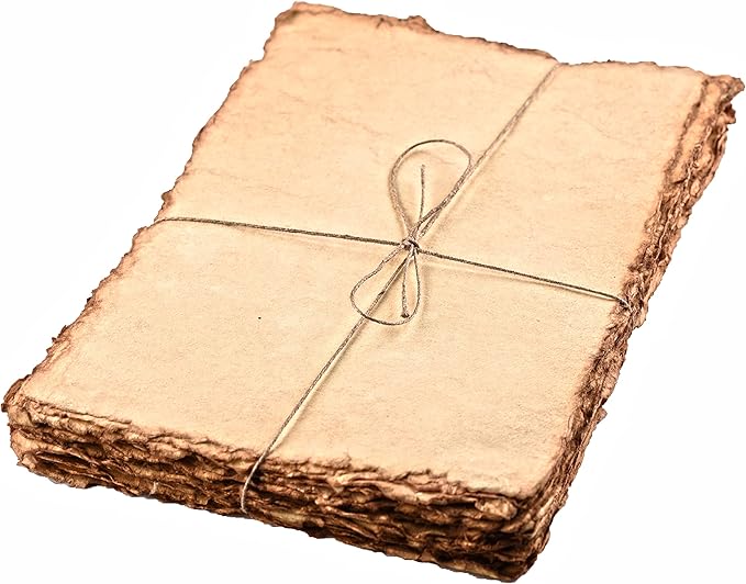 LEATHER VILLAGE Watercolor Paper - 6 X 4 inches, 50 Sheets - Mixed Media Watercolor Paper - 150 GSM Thick Deckle Edge Virgin Cotton Handmade Paper - Vintage Toned