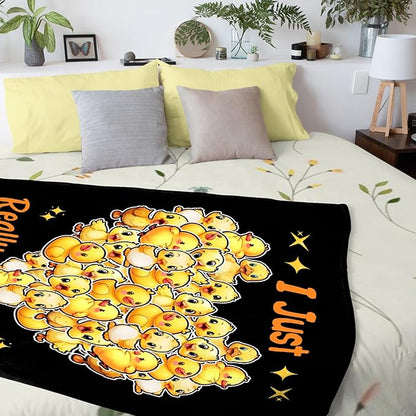 I Just Really Like Ducks Blanket Adult duck Blanket Kids Funny Blanket Suitable for Bedroom bed sofa Crib Couch Chair outdoor All Season Items That Yellow Duck Lovers Will Love 60"x50"for Teens