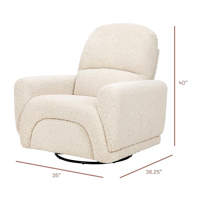Babyletto Rainbow Recliner and Swivel Glider in Almond Teddy Loop, Greenguard Gold Certified and CertiPUR-US® Certified