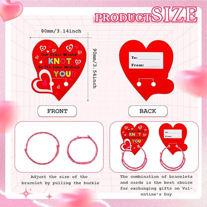 Sratte 50 Pcs Valentine's Day Neon Friendship Bracelets Bulk with 50 Pcs Heart Card for Valentine's Gifts Birthday Goodie Bag Stuffers(Paper,Slap Bracelets)