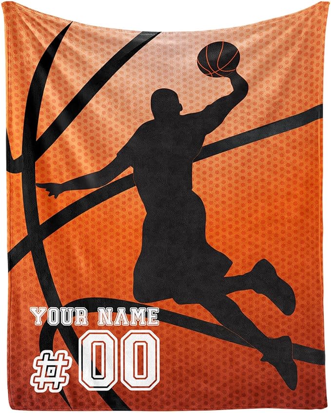 Custom Basketball Blanket - Soft Flannel Sports Basketball Blankets for Girls Boys Kids Basketball Lovers - Warm Basketball Throw Blankets for All Season Lap, Chair, Sofa - 50"x40"
