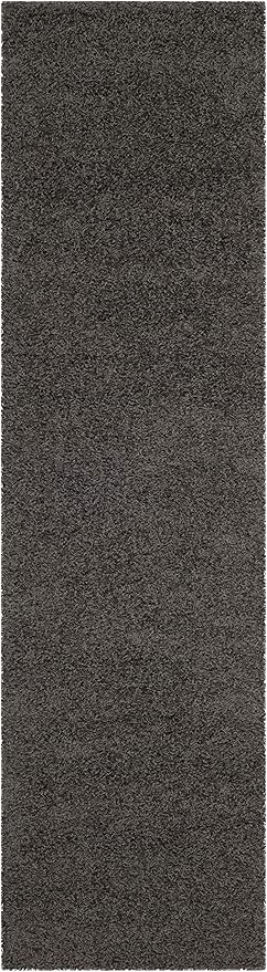 SAFAVIEH Athens Shag Collection Runner Rug - 2'3" x 8', Dark Grey, Non-Shedding & Easy Care, 1.5-inch Thick Ideal for High Traffic Areas in Living Room, Bedroom (SGAS119C)