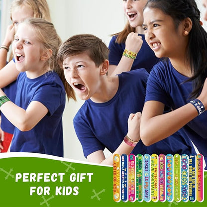 Jenaai Christian Slap Bracelets Religious Party Favors Bible Verses Bracelets Bulk Jesus Loves You Christian Crafts Sunday School Gifts Classroom Prizes