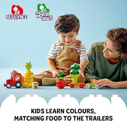 LEGO DUPLO My First Fruit and Vegetable Tractor Toy 10982, Stacking and Color Sorting Toys for Babies and Toddlers Ages 1 .5-3 Years Old, Educational Early Learning Set