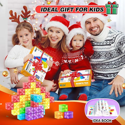 Magnetic Blocks - 32pcs Translucent Magnetic Building Blocks for Toddlers 1-3, STEM Rainbow Magnetic Cubes for Kids Ages 2-4, Magnet Toys for Kids 3-5, Christmas Birthday Gifts for Girls & Boys