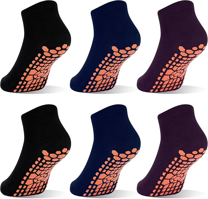 GRPSKCOS Boys Grip Socks 6 Pairs Kids Grip Socks Trampoline Sock Anti-Skid Ankle Sticky Sock for 2-13 Years Boys Girls