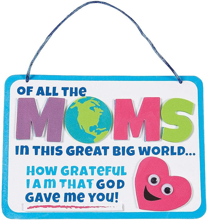 Fun Express Religious Mother's Day Sign Craft Kit - Makes 12 - DIY Craft Gifts for Kids