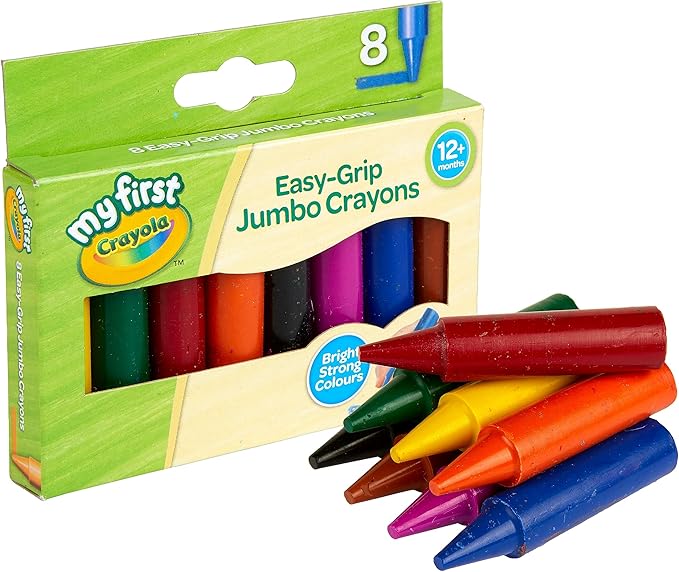 CRAYOLA MyFirst Jumbo Crayons - Assorted Colours (Pack of 8) | Easy-Grip Colouring Crayons Perfect for Toddlers Hands | Ideal for Kids Aged 12+ Months