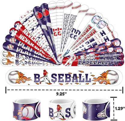 48PCS Baseball Party Favors - 24 Tattoos & 24 Slap Bracelets for Kids, Perfect for Sports-Themed Birthdays, School Prizes, and Classroom Rewards