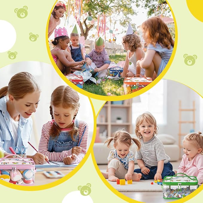 8 Packs Large Toy Storage Bags with Labels, Reusable Clear PVC Board Game Storage, Travel Waterproof Toy Organizer Bags with Name Tag and Manual Pocket for Building (L, XL, XXL)
