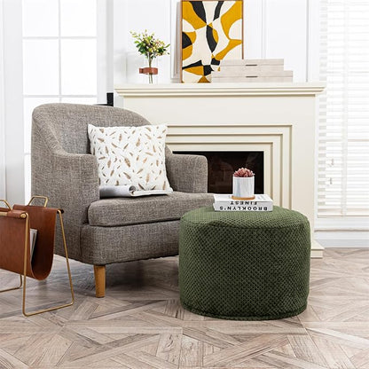 Asuprui Pouf Ottoman Stuffed Stuffed Ottoman Foot Rest Soft Plush Fiber Foot Stool 20x20x12 Inches Fuzzy Chair Floor Pouf Chair Foot Rest with Storage for Living Room Bedroom Green Pouf with Filler