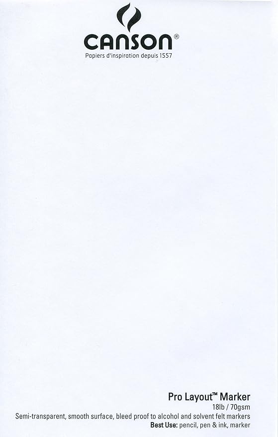 Canson Artist Series Pro Layout Marker Paper, Foldover Pad, 9x12 inches, 50 Sheets (18lb/70g) - Artist Paper for Adults and Students