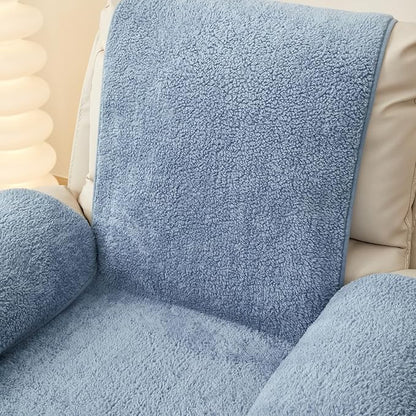vctops Sherpa Fleece Recliner Chair Cover Super Soft Warm Plush Sofa Slipcover Furniture Protector Non Slip Washable Reclining Chair Cover for Kids, Pets (Blue,30"x91")