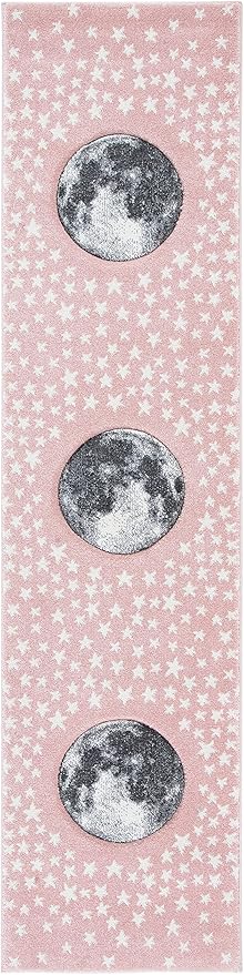 SAFAVIEH Carousel Kids Collection Runner Rug - 2' x 8', Pink & Grey, Non-Shedding & Easy Care, Ideal for High Traffic Areas for Boys & Girls in Playroom, Nursery, Bedroom (CRK135U)