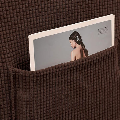 KEKUOU Recliner Chair Covers Lazy Boy Recliner Covers Stretch Couch Cover Slipcovers 1 Piece Furniture Protector with Elastic Bottom for Dog,Kids.(Recliner, Chocolate)