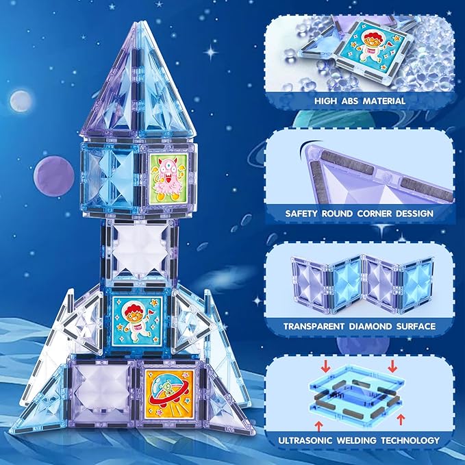 Magnetic Tiles Building Blocks, DIY Colorful Glue Gel Graffiti Painting Magnet Building Sets,STEM Educational Toys for Kids Compatible with Other Magnetic 3D Building Blocks