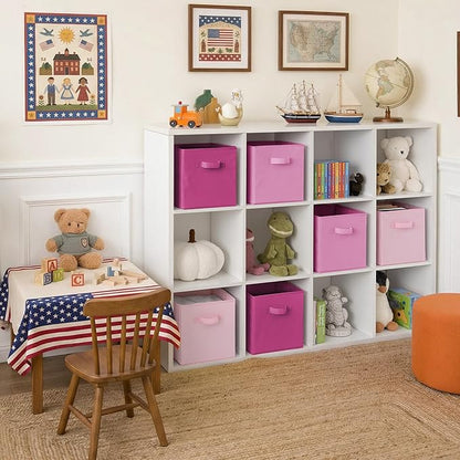 Cupic Cupid 11 Inch Storage Cube, Fabric Cube Storage Bin with Handles, Storage Cube Organizer for Clothes and Toys, Collapsible Cube Bins for Closet, Shelves, Nursery, 6-Pack, Pink Gradient