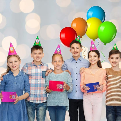 Leinuosen 248 Pcs School Supplies for Kids Classroom Include 200 Happy Birthday Badge Stickers Roll 24 Birthday Bracelets and 24 Rainbow Paper Gift Bag for Teacher Student School Decor (Bright Color)