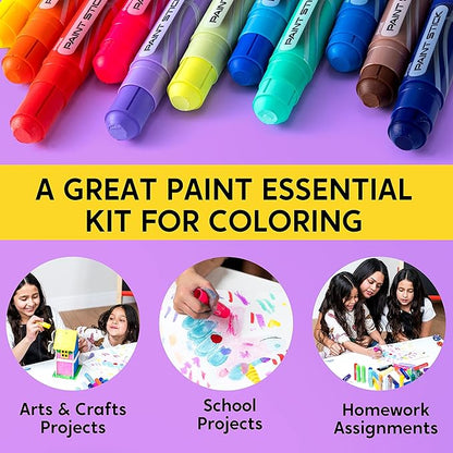 JOYIN 36 Colors Assorted Washable Tempera Paint Sticks, Quick Drying and No Mess Paint Sticks for Arts and Crafts Project, Art Easter Gifts for your Kids and Artists