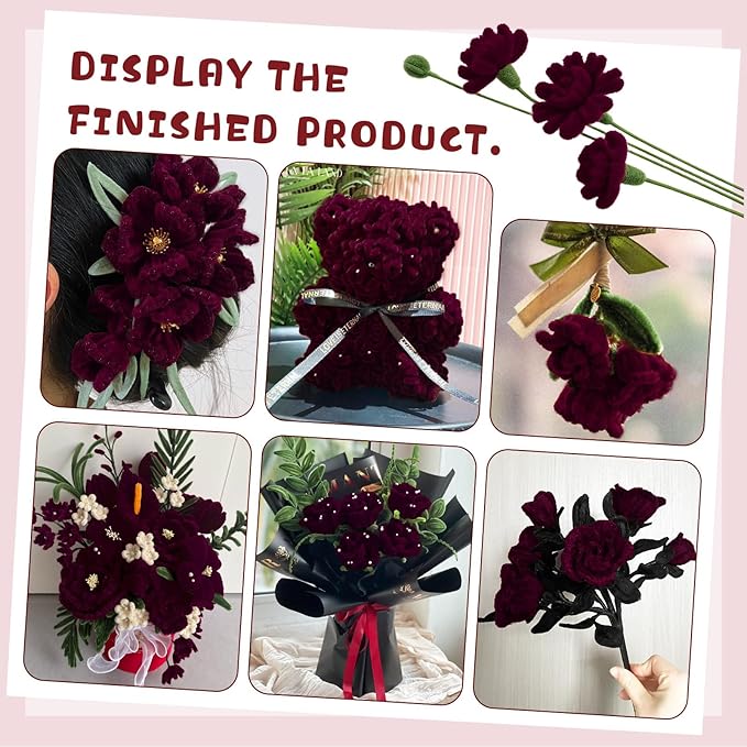 100 Pcs Pipe Cleaners, Wine Red Pipe Cleaners Bulk for Crafts Flowers, Bouquet Making, Chenille Stem for Home Festival Decorations (Burgundy)