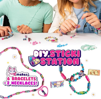 STICKI ROLLS Sticki Station - Ultimate DIY Sticker Jewelry Kit | Includes 320 Mini Stickers | Builds 6 Bracelets & 2 Necklaces | 2 Pendants & 144 Beads | Over 1000 Designs to Discover and Collect!