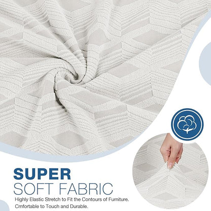 TAOCOCO Oversized Recliner Cover Stretch Recliner Chair Covers, Jacquard Reclining Chair Cover, Furniture Protector Sofa Slipcovers Couch Covers with Elastic Bottom for Kids, Pets(Cream White)