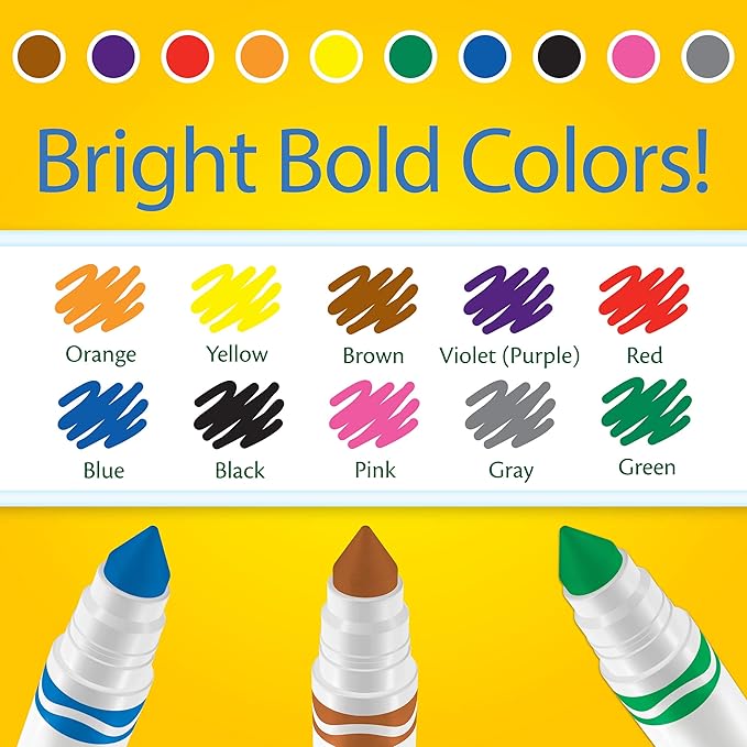 Crayola Broad Line Markers (12pks), Bulk Markers for School, Coloring Markers for Kids, Must Have Classroom Supplies for Teachers