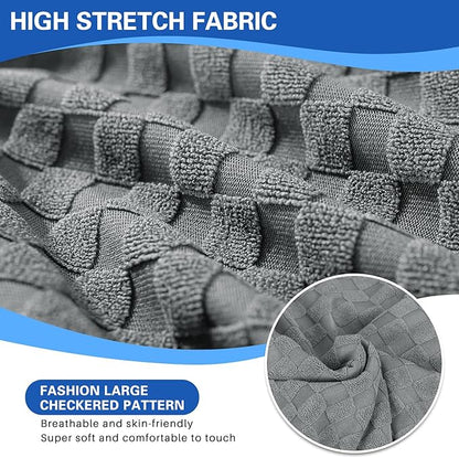 MAXIJIN Recliner Cover Slipcovers for Living Room 4 Pieces Stretch Jacquard Recliner Chair Cover Soft Fitted Recliner Protector with Elastic Bottom for Kids, Pets (Recliner, Light Gray)