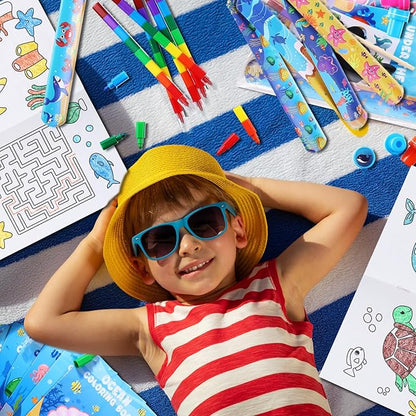 BenLouis 192Pcs Under the Sea Party Favors Ocean Animals Party Coloring Books Set Bulk for Kids Sea Fish Birthday Mermaid Party Goodie Bag Fillers School Classroom Gift Rewards Activity Supplies