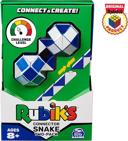 Rubik’s Connector Snake, Two-Pack Cubes 3D Puzzle Game Stress Relief Fidget Toy Activity Cube Travel Game Gift Idea, for Adults & Kids Ages 8 and up