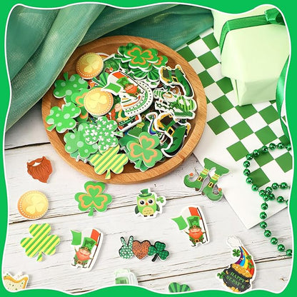 JULBEAR St. Patrick's Day Foam Sticker, 300Pcs Shamrock Colorful Printing Self-Adhesive Campus Themed Foam Stickers for Irish Holiday Kids Party Favors DIY Crafts Decorations