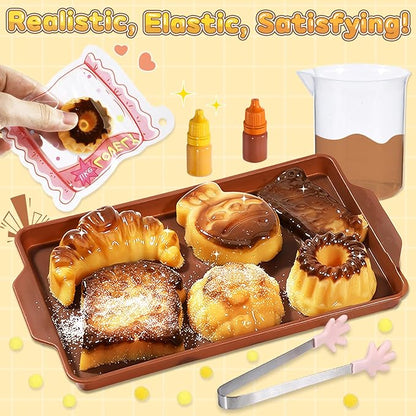 Crelloci Bread Taba Squishy Kit, Silicone DIY Squishy Making Kit with Bread Molds & Decorations, Make Your Own Slow Rising Squishies Stress Relief Toys, Craft Kits Gift for Kids Ages 6+ & Adults