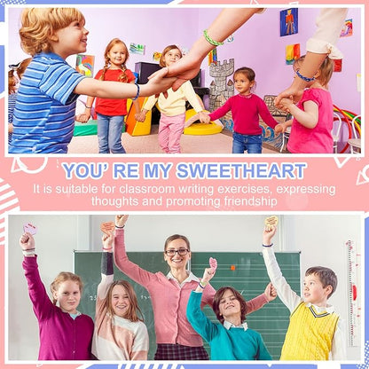 Yinkin 36 Sets Valentine's Day Bracelets with Cards Kids Friendship Bracelets Knot Design Bulk for Girls Boys Classroom Gifts Accessories Valentine's Day Party Favors Gifts Teacher Goody Bag Stuffers