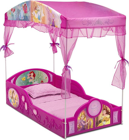 Delta Children - Disney Princess Plastic Sleep and Play Toddler Bed with Canopy, Pink