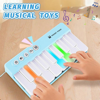 Mini Keyboard Piano Toy, Portable Light Up Pocket Piano for Toddlers Kids (Blue)