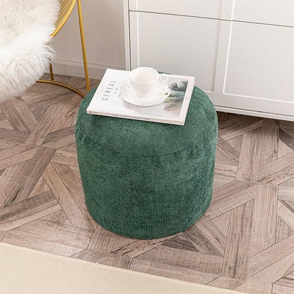 Sturdy Boucle Pouf Ottoman Foot Rest Nice Living Room Decor Lightweight Ottoman Pouf Filler Comfort Pouf Cover Modern Foam Stuffed Poof Perfect to Rest Your Feet No Need Assemble Moss Green