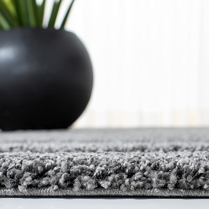 SAFAVIEH Florida Shag Collection Area Rug - 8'6" x 12', Grey & Grey, Border Design, Non-Shedding & Easy Care, 1.2-inch Thick Ideal for High Traffic Areas in Living Room, Bedroom (SG454-8080)