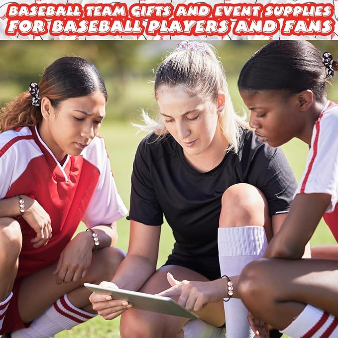 86 Pcs Baseball Party Favors 50 Sheets Baseball Stickers 12 Sports Stress Ball Mini Foam Baseball Ball, 12 Baseball Charm Bracelets, 12 Baseball Scrunchie Sports Valentines Baseball Gifts Supplies