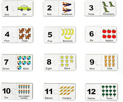 Kids Self-Standing Double-Sided Tabletop Magnetic Easel Dry Erase White Board. Includes 8 Dry Erase Markers + Educational Magnetic Numbers Puzzle (Easel + Puzzle)