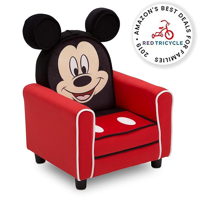 Delta Children Figural Upholstered Kids Chair, Wood ,Disney Mickey Mouse