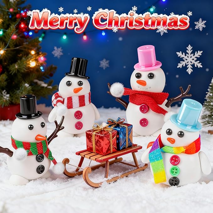6 Pack Slime Stocking Stuffers, Stocking Stuffers for Kids,Christmas Crafts, Kids Crafts Snowman DIY Kit,Crafts Xmas Gift